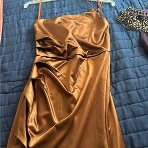 Prom One Shoulder Brown Dress